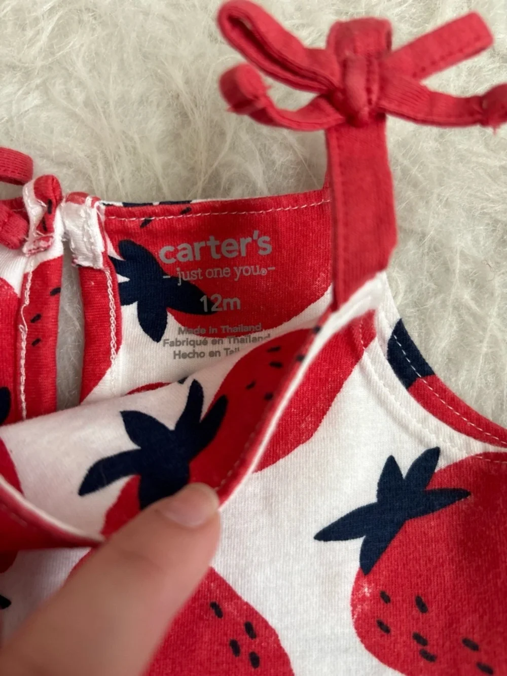 Carter's Baby Girl Festive White Sundress with Red Strawberry Print
